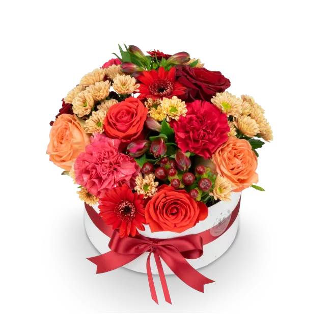 Box červených květin